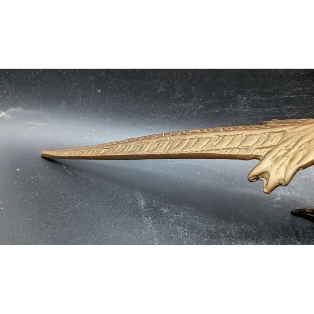 Vintage Brass Pheasant Figurine Long Tail Bird Statue Mid Century Decor 12